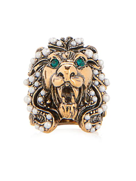 gucci leopard ring|Gucci lion ring with pearl.